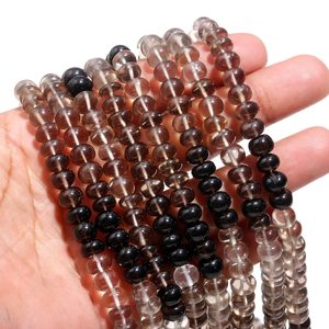 Cuentas de piedras preciosas sueltas Rondelle lisas sombreadas de cuarzo ahumado Natural, cuentas pulidas de piedra de cuarzo de 7-8mm para fabricación de joyas, precio a granel - Product Image 2