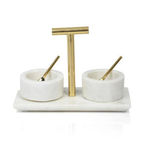 <b>Set</b> of 3 Marble <b>Salt</b> and <b>Pepper</b> Bowls Exclusive Quality Round Shape Handmade Wedding Storage Container for Kitchen Use - Product Image 5