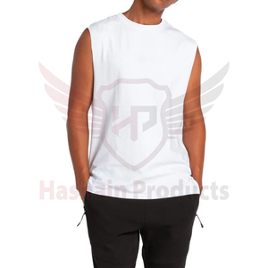 พิมพ์โลโก้ที่กําหนดเองผ่อนคลายพอดีกล้ามเนื้อแขนกุดผ้าฝ้ายนุ่มเสื้อกล้ามผู้ชายระบายอากาศจากปากีสถาน - Product Image 4