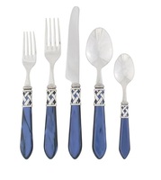 Luxus blau Acryl Kunststoff Griff Silber Besteck Set Antike und Retro-Stil Mittelalter liche Abendessen Messer Gabel Löffel Sets für die Hochzeit