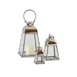 Rustic Wooden <b>Lantern</b> Set of 2 <b>Vintage</b> Style Decorative Candle Holders with Glass Panels for Indoor Outdoor Home Garden Decor - Product Image 3