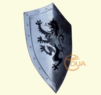 Bouclier de chevalier médiéval avec conception de lion rampant, décoration murale de bouclier prêt à la bataille en acier