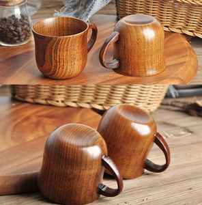 Tazas de cerveza de madera al por mayor, taza de madera marrón Retro hecha a mano Natural de grado superior con asa para té, café, vino, cerveza, bebidas calientes - Product Image 2