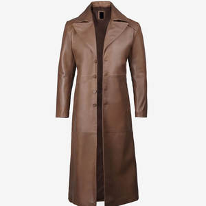 Abrigo de Cuero Moderno para Hombre, Estilo Trench, Corte Largo, Material Duradero, Ideal para la Moda de Invierno y Uso Casual - Product Image 1
