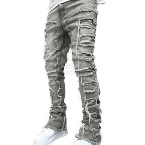 กางเกงยีนส์แบบซ้อนสำหรับผู้ชายสีทึบสไตล์ใหม่สำหรับกลางแจ้ง - Product Image 2