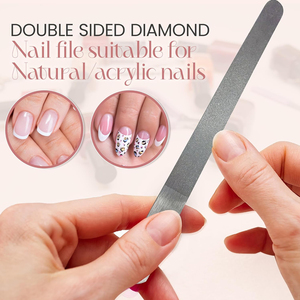 Lima de uñas de diamante para manicura y pedicura de acero inoxidable, revestimiento de polvo de doble cara de 7 pulgadas, uñas acrílicas naturales perfectas - Product Image 4