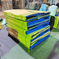 Conteneur à roulettes à 3 côtés pliables, côtés robustes, revêtement poudré, en treillis métallique pour le stockage de marchandises en supermarché