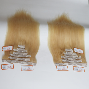 Venta al por mayor 100% sin procesar Virgen Remy Hair Best Vendor Super Double Drawn Straight Blonde Hair Bundle Clip-In Cabello humano - Product Image 2