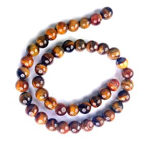 Cuentas Sueltas Redondas de Ojo de Tigre Natural de 10 mm, 35-40 Piezas para la Creación de Joyas, Confianza y Protección - Product Image 1