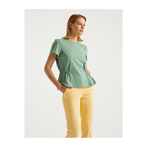 Camiseta de manga corta para mujer con cintura fruncida, top deportivo - Product Image 4