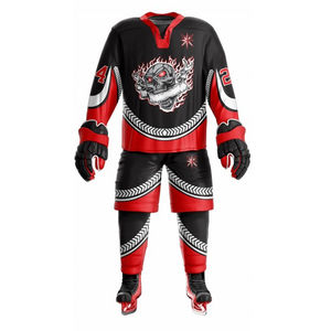 Uniforme de hockey sobre hielo de equipo personalizado de alta calidad Nuevo diseño con nombre OEM Material de poliéster Impresión por sublimación Uniforme de hockey sobre hielo - Product Image 1