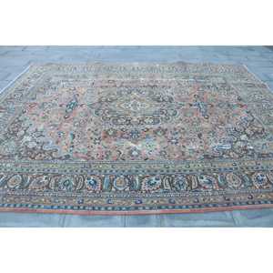 Alfombra Turca Extra Grande de 9.7x12.9 pies (296x392 cm), Alfombra Vintage con Bordes Azules - Product Image 4