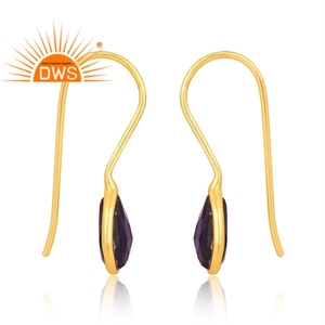 Pendiente Colgante de Piedras Preciosas de Cuarzo Amatista Doblete Chapado en Oro de 18K, Joyería Fina de Demi, Última Tendencia - Product Image 3