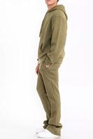 Ensemble de survêtement d'hiver épais pour homme, coupe évasée, avec veste et pantalon assortis, impression de logo personnalisé, 2 pièces, vente en gros