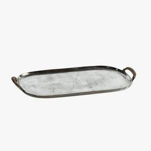 Bandeja de aluminio con forma rectangular para servir con asa, para el hogar y los restaurantes acabado plateado, bandejas de mesa para servir alimentos - Product Image 6