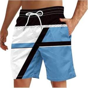 Short de plage d'été pour hommes imprimé rayé nouveauté short tendance cordon de serrage taille élastique pantalon court coupe décontractée - Product Image 4