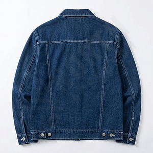 Veste en jean de haute qualité pour homme, col montant, vêtement d'extérieur élégant, logo personnalisable sur le devant, collection tendance - Product Image 2