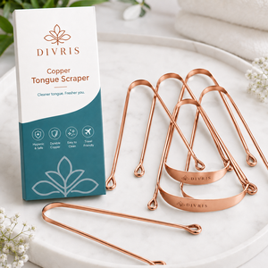 ที่ทำความสะอาดลิ้นรูปตัวยูสองด้าน Divris Copper - ใช้ซ้ำได้ เป็นมิตรกับสิ่งแวดล้อม พกพาสะดวก ออกแบบตามหลักสรีรศาสตร์ อุปกรณ์สุขอนามัยช่องปากสำหรับใช้ในชีวิตประจำวัน - Product Image 5