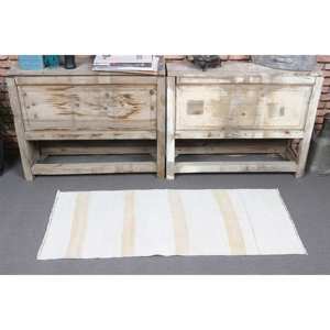 Tapis Kilim, tapis turc 1,7x3,9 pieds, tapis abstrait blanc en laine - Product Image 2