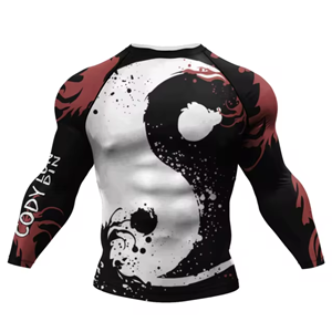 T-shirts de compression élastiques unisexes MMA Rashguard Lifting Silk Arts martiaux Wear Boxing OEM Service Washed Techniques - Product Image 4