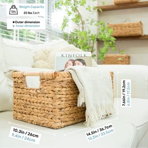 100% Natural Rectangular Water Hyacinth Storage <b>Baskets</b> for <b>Bathroom</b> Kitchen Nursery Large <b>Bathroom</b> <b>Basket</b> - Product Image 2