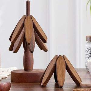 Vintage Look Wooden <b>Tree</b> Trivet Set Expertly Crafted From High Quality Wood For Dinning <b>Mug</b> Glass Cup Use - Product Image 1