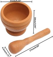Ensemble mortier et pilon en résine pour ail, herbes et épices – Outil de broyage et de mélange pour cuisine – Grain de bois