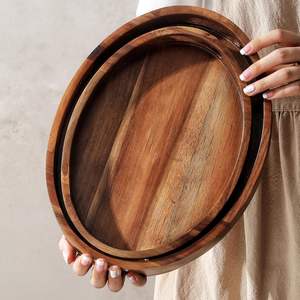 Bandeja de madera ovalada con asas, la bandeja de servicio de madera natural más vendida para la decoración del hogar y la cocina - Product Image 5