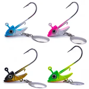 Câu cá Jig móc 7.5 ~ 15g tam giác Jig đầu thép gai câu cá móc mềm Worm lure với sequins muỗng Bionic cá đầu câu cá móc