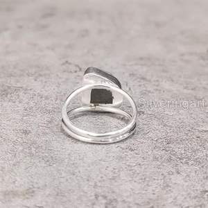 Bague pour femme en argent sterling 925, pierre précieuse labradorite naturelle, double bande, cadeau de Noël, cadeau d'anniversaire, bijoux faits à la main - Product Image 6