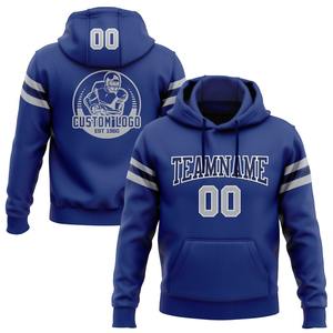 Sudadera con capucha con estampado digital y adornos de cuentas, jersey de fútbol de invierno gris-Azul marino cosido personalizado - Product Image 1