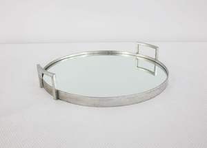 Elegant luxurious metal and <b>mirror</b> glass <b>tray</b> perfect for serving drinks and premium decor setups - Product Image 3