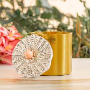 Vintage Silver & Brass Lotus Design Decorative <b>Storage</b> <b>Box</b> for Living Room Wedding Jewelry Other Items Wood & Metal <b>Material</b> - Product Image 4