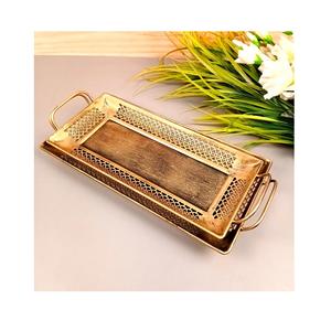 Plateau de service rectangulaire en métal Art Déco en gros pour la maison, le bureau, l'hôtel et la restauration - Multifonctionnel Inde - Product Image 2