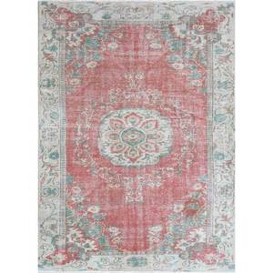 Alfombra Vintage de Lana 9x12 en Rojo y Naranja, Anudada a Mano con Patrón de Medallón, para Uso Doméstico - para Dormitorio, Pasillo, Sala de Estar, Modelo Pae-2366 - Product Image 1