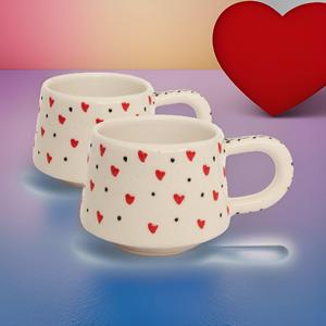 Tazza classica con cuore rosso da 2 confezioni İlbay Seramik