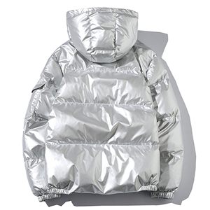 Manteau d'hiver brillant de haute qualité Manteaux à bulles en duvet à capuche légers Veste d'extérieur en peluche pour hommes - Product Image 2