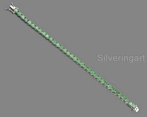 Women's <b>Bracelet</b> Natural Emerald Gemstone May Birthstone Link <b>Bracelet</b> <b>Bangle</b> Handmade Jewelry 925 <b>Sterling</b> <b>Silver</b> <b>Bracelet</b> - Product Image 5