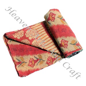100% Cotton Vintage Kantha <b>Quilts</b> Kantha <b>Throws</b> Indian Reversible Hand Stitched Heavy <b>Throw</b> Old Sari Blanket Patch Work Heavy - Product Image 2
