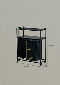 Panier à linge avec trieur de vêtements, panier à linge double, étagère à linge en métal, étagère de rangement pour le linge, panier à linge à 2 compartiments, panier à linge pour salle de bain - Product Image 4