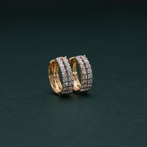 Trendy Diamond <b>Hoop</b> <b>Earrings</b> in 18kt <b>Gold</b> Casual Designer Style Stud <b>Earrings</b> for Wedding - Product Image 4