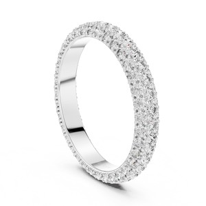 Round Brilliant Cut Moissanite Three Row Eternity <b>Band</b> Ring 925 Sterling <b>Silver</b> Bridal Fine Jewelry Wholesale Luxury <b>Wedding</b> - Product Image 2