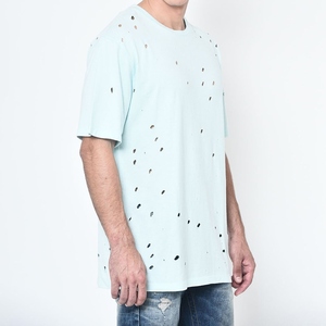 T-shirts d'été 100% coton pour hommes Distressed Ringer Oversized Half Sleeve Breathable Casual Style Lightweight Wholesale - Product Image 3