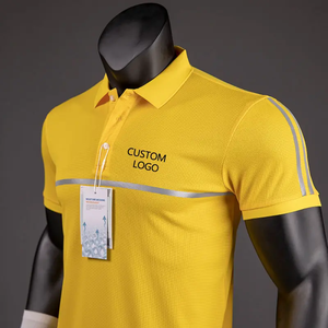 Polo de golf personnalisé de couleur unie T-shirts à manches courtes avec logo imprimé coupe ajustée de haute qualité pour hommes - Product Image 1