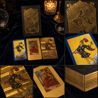 Cartes de tarot de haute qualité, jeu de divination en feuille d'or de luxe avec boîte-cadeau noire pour la lecture et la collection