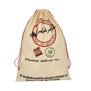 Bolsas con cordón de algodón respetuosas con el medio ambiente, bolsa de regalo de Navidad con cordón para niños, sacos de Papá Noel y suministros de decoración - Product Image 4