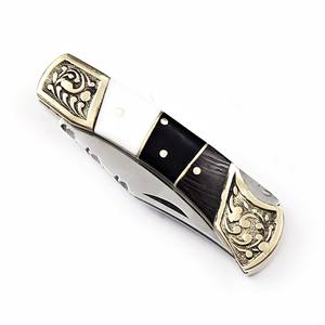 Couteau pliant en acier inoxydable, manche en bois noir, étui en cuir personnalisé, EDC de poche, chasse, camping, support ODM OEM - Product Image 6