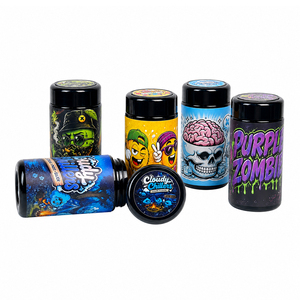 Bocaux en verre UV noir mat de 100 ml imprimés sur mesure avec couvercles anti-odeur résistants aux enfants pour le stockage en gros d'herbes sèches et de fleurs - Product Image 5