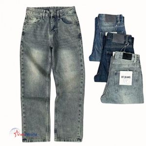 กางเกงยีนส์เอวกลางทรงสลิมฟิตสำหรับผู้ชายผ้าฝ้ายลำลองมีกระเป๋าสไตล์สตรีทซักได้ปานกลางสีฟ้าอ่อน - Product Image 4