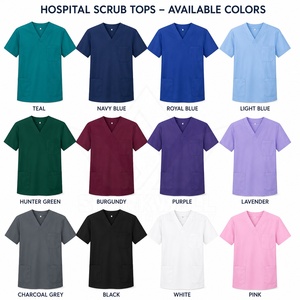 Women's <b>Purple</b> V-Neck <b>Scrub</b> Top Short Sleeve Cotton Polyester Blend Woven Breathable Multi Pocket Medical Hospital Nursing Work - Product Image 6